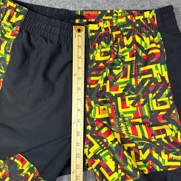 Under Armour Shorts Mens Large Black Yellow Red Rasta Jamaican Loose  Soccer - Picture 7 of 10